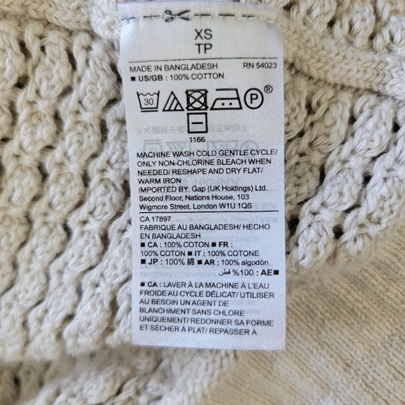 GAP Open Knit Open Hooded Cardigan Sweater Perfect Layering Ivory Size XS - Picture 5 of 7